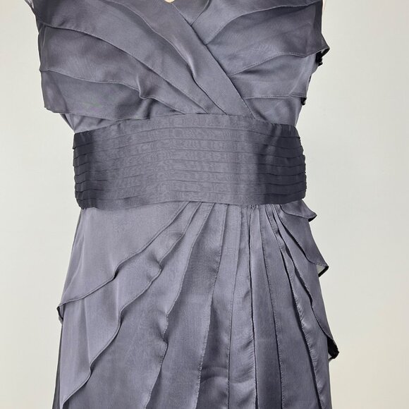 Adrianna Papell Womens Petite Gray Tiered Petal Chiffon Cocktail Dress size 10P - Picture 4 of 11